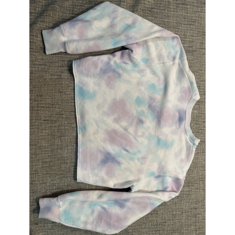 Hollister Womens Sweatshirt XSmall Pink White‎ Blue Jumper Cropped Tie Dye - Picture 9 of 12